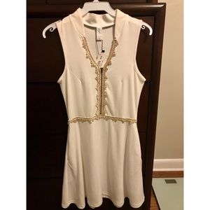 White with gold boutique dress with tags!